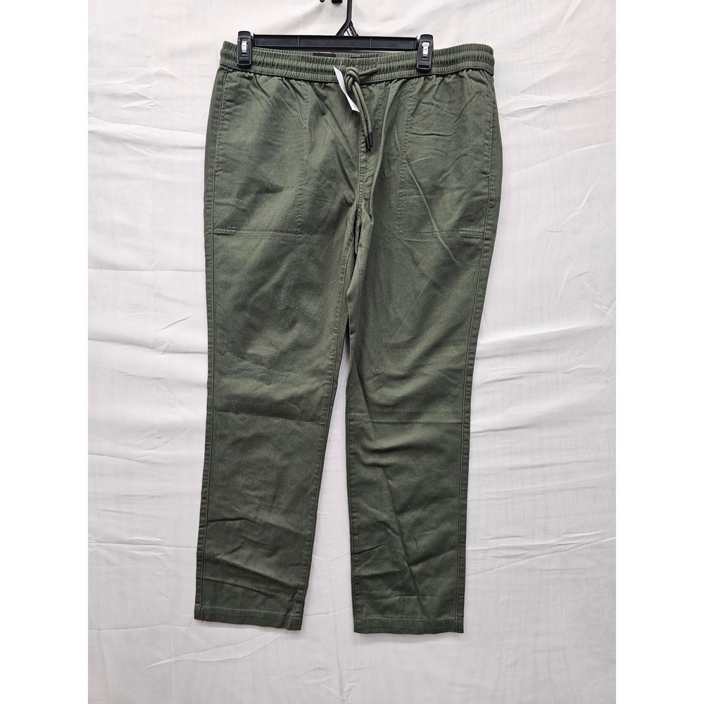 Buffalo David Bitton Pietro Mens XL Olive Green Cotton Twill Pull On Pants NEW